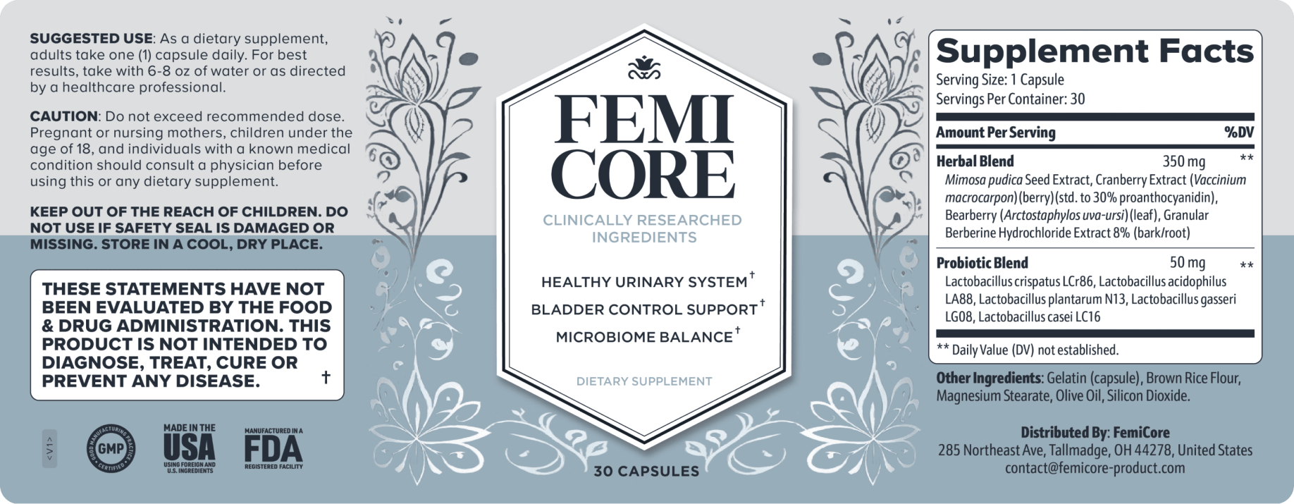 FemiCore Ingredients